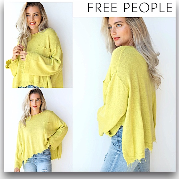 Free People Oversized Pullover Lemon Zest - Picture 2 of 3